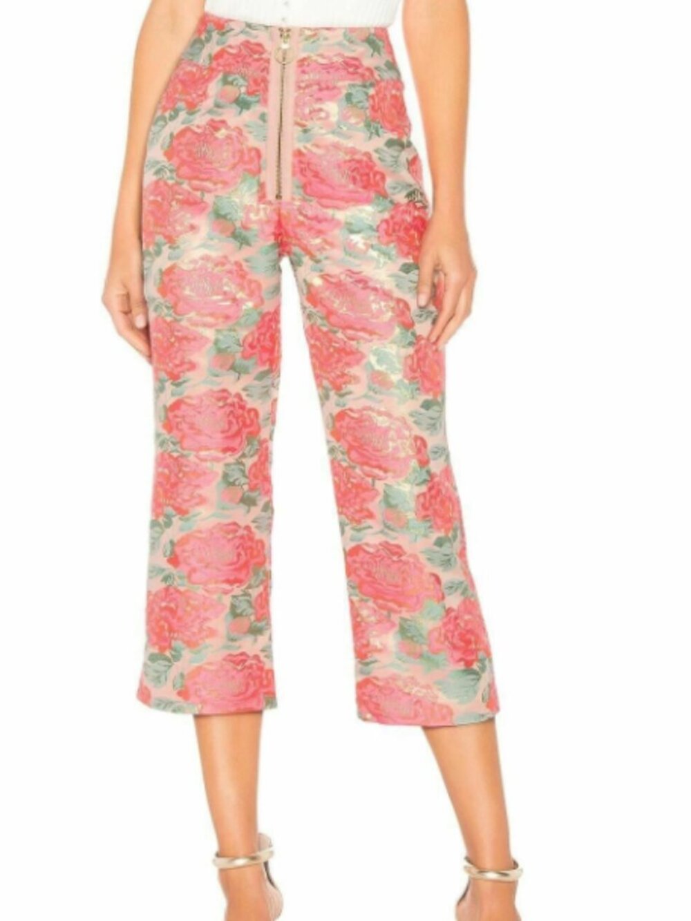 For Love And Lemons Women's Floral Printed Jackpot Brocade Pants Size Small
